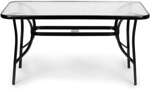 Goodhome Stół ogrodowy 160x90 cm szkło hartowane duży blat na taras ogród otwór na parasol MultiGarden EDUKAMP 2