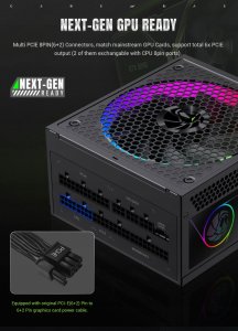 Zasilacz GameMax Gamemax Power Supply, 80 PLUS, Gold | RGB 1050G | 1050 W 6