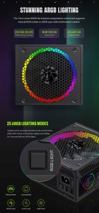 Zasilacz GameMax Gamemax Power Supply, 80 PLUS, Gold | RGB 1050G | 1050 W 7