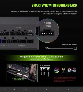 Zasilacz GameMax Gamemax Power Supply, 80 PLUS, Gold | RGB 850G | 850 W 10