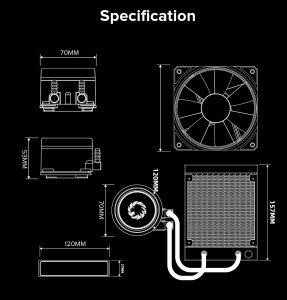 Chłodzenie wodne GameMax Gamemax CPU Liquid Cooler | ICEBURG 120 WT | Intel, AMD 10