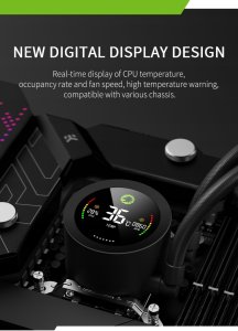 Chłodzenie wodne GameMax Gamemax CPU Liquid Cooler | ICEBURG 240 DIGITAL BK | Intel, AMD 6