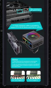 Zasilacz GameMax Gamemax Power Supply, 80 PLUS, Platinum | RGB PRO 1300P | 1300 W 6