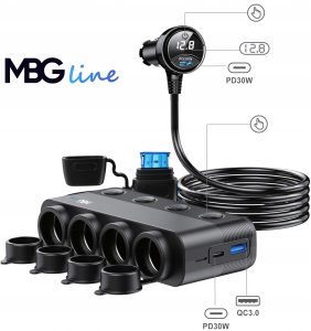 Ładowarka ROZDZIELACZ GNIAZDA ZAPALNICZKI 12V 24V ŁADOWARKA SAMOCHODOWA QC PD 3x USB 2