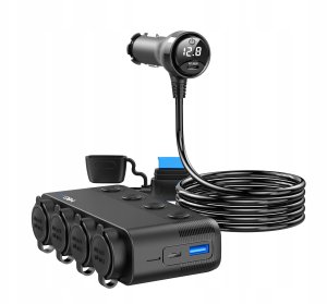 Ładowarka ROZDZIELACZ GNIAZDA ZAPALNICZKI 12V 24V ŁADOWARKA SAMOCHODOWA QC PD 3x USB 4