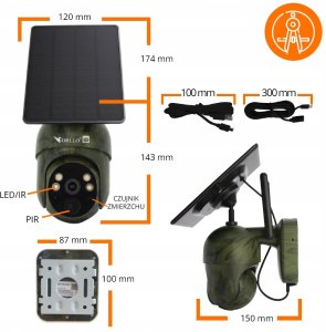 Kamera IP ORLLO ORLLO TZ1 MORO KAMERA IP ZEWNĘTRZNA OBROTOWA Z PANELEM SOLARNYM 3MPx 4G LTE 10