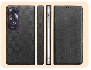 Hello Case Etui z Klapką Do Oppo A60 4G (Czarne, Zamykane, Magnetyczne, Kabura, Case) 6