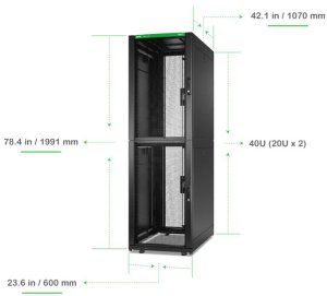 Szafa APC NetShelter SX Colocation Rack Gen 2, 42U, 1991H x 600mmW x 1070D mm, 2 x 20U, z bokami, czarna 6