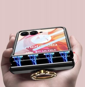 SUPERO Etui do Motorola Razr 50 Ultra, case z ringiem, obudowa ze szkłem na ekran 6