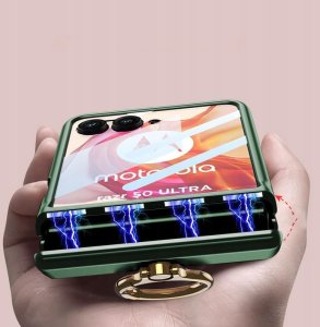 SUPERO Etui do Motorola Razr 50 Ultra, obudowa z ringiem futerał z szkłem na ekran 6