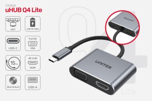 HUB USB Unitek Unitek Hub USB-C do HDMI 2.0 4K 60Hz, VGA, USB-A i PD 100W D1049A 2