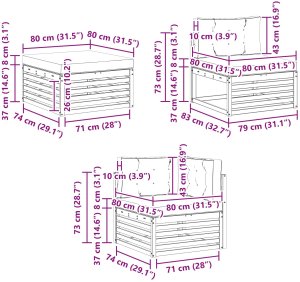 vidaXL Zestawy sof 7 pcs i Beżowy Lite Drewno Akacji 9