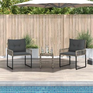 vidaXL vidaXL Zestaw Mebli Ogrodowych z poduszką 3 pcs Szary 3