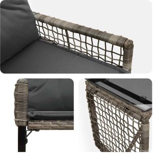 vidaXL vidaXL Zestaw Mebli Ogrodowych z poduszką 3 pcs Szary 8