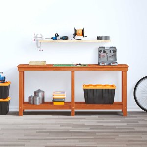 vidaXL vidaXL Stół warsztatowy z półką Woskowy Brąz 180 x 50 x 80 cm 4