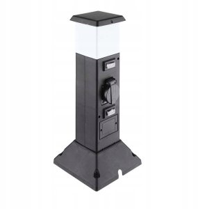 Solight słup ogrodowy IP44 z LED oświetleniem plast 2 zasuvki hranol czarny 2