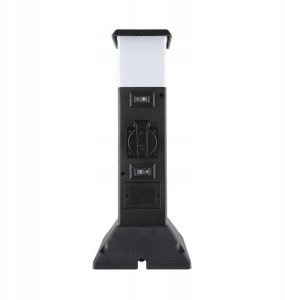 Solight słup ogrodowy IP44 z LED oświetleniem plast 2 zasuvki hranol czarny 3