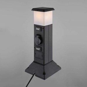Solight słup ogrodowy IP44 z LED oświetleniem plast 2 zasuvki hranol czarny 5