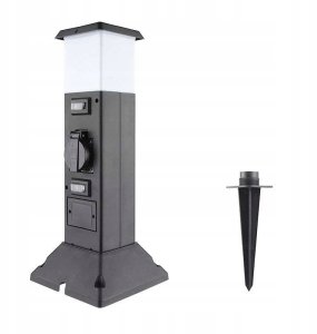 Solight słup ogrodowy IP44 z LED oświetleniem plast 2 zasuvki hranol czarny 6