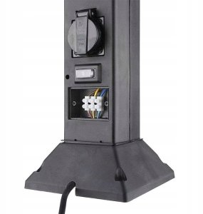 Solight słup ogrodowy IP44 z LED oświetleniem plast 2 zasuvki hranol czarny 8