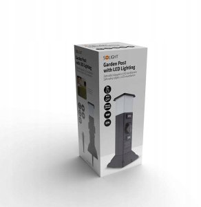 Solight słup ogrodowy IP44 z LED oświetleniem plast 2 zasuvki hranol czarny 10