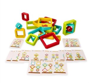 Lelin Lelin układanka balansująca geometryczna - drewniana gra zręcznościowa 3+ EDUKAMP 3
