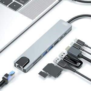 HUB USB XO XO adapter HUB HUB003 8w1 HDMI 4K 2x USB 3.0 USB-C PD 100W USB-C RJ45 SD micro SD 5