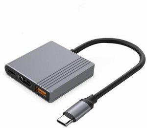 HUB USB Gembird GEMBIRD Adapter wieloportowy USB typu C 3w1 port USB + HDMI + wideo USB-C kolor szary 3