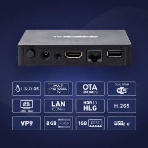 Odtwarzacz multimedialny Dekoder IPTV 4K HDR Apebox OL Linux OS WiFi KODI Stalker M3U TV internetowa 2