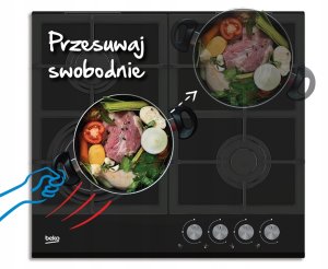 Płyta grzewcza Beko Płyta gazowa BEKO HILG64225S Czarne szkło 60 cm 2