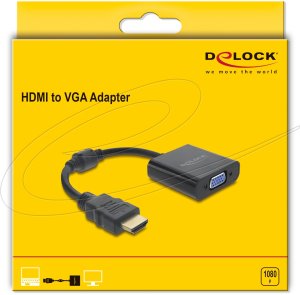 Adapter AV Delock Adapter HDMI wtyk do gniazda VGA czarny 3