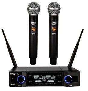 Mikrofon DNA 2x MIKROFON BEZPRZEWODOWY DYNAMICZNY STACJA UHF ZESTAW KARAOKE DJ DNA DVS2 2