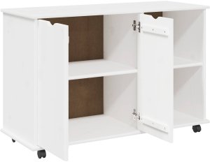 vidaXL vidaXL Rolkowa szafka Biały 100 x 39 x 65,5 cm Lite drewno sosnowe 4