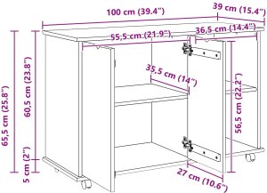 vidaXL vidaXL Rolkowa szafka Biały 100 x 39 x 65,5 cm Lite drewno sosnowe 10