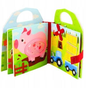 LeanToys Książeczka Edukacyjna Sensoryczna Filcowa 3D Zwierzęta Domowe Farma 2