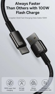 Kabel USB Kabel Baseus USB -A do USB-C 100W 2m, 480Mb/s, szybkie ładowanie 6