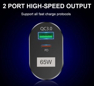 Ładowarka Alogy Ładowarka sieciowa szybka 65W GaN, USB C USB A czarna 6