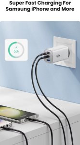 Ładowarka Baseus Ładowarka sieciowa szybka oryginalna ASOMETECH 67W, GaN, QC3.0, PD3.0 biała 6