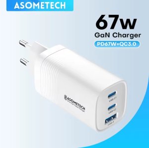 Ładowarka Baseus Ładowarka sieciowa szybka oryginalna ASOMETECH 67W, GaN, QC3.0, PD3.0 biała 8