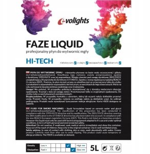Evolights PŁYN DO WYTWORNIC DYMU MGŁY NA ŚLUB KONCERT EVOLIGHTS FAZE LIQUID LEKKI 5L 2
