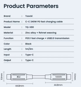 Kabel USB StarTech Kabel Toocki USB-C do USB-C 240W 2m 480Mb/s czarny 7