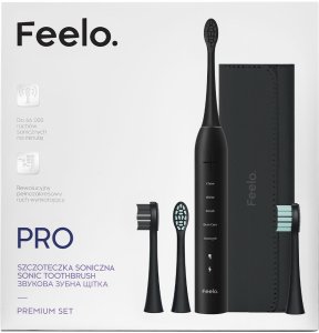Szczoteczka Feelo Szczoteczka soniczna Feelo Pro Premium Set Czarna Akumulatorowa 4 końcówki 10