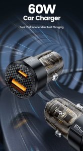 Ładowarka Kaku Ładowarka Samochodowa Toocki 60W 2 porty + Kabel 1m 3