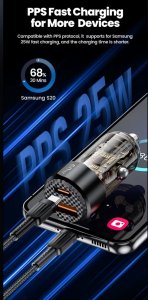 Ładowarka Kaku Ładowarka Samochodowa Toocki 60W 2 porty + Kabel 1m 6