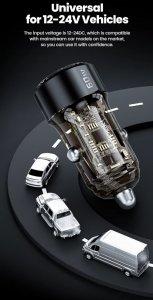 Ładowarka Kaku Ładowarka Samochodowa Toocki 60W 2 porty + Kabel 1m 8