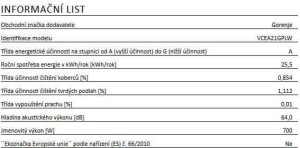 Odkurzacz Gorenje Odkurzacz Gorenje VCEA21GPLW Kl. A 64 dB 700 W 8 m 5