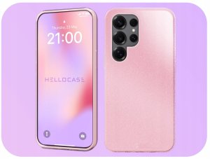 Hello Case Etui do Samsung Galaxy S25 Ultra (Brokatowy, Różowe, Silikonowy, Case) Szkło 4