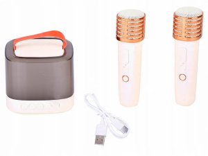 Mikrofon Jokomisiada Mikrofony z głośnikiem bezprzewodowy + bluetooth + 2 mikrofony IN0178 5