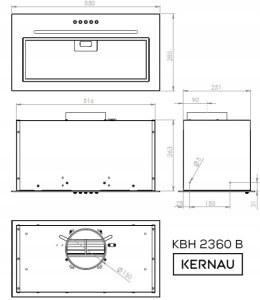 Okap Kernau Okap kuchenny do zabudowy Kernau KBH2360B Czarny 2