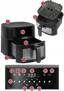 Frytkownica beztłuszczowa Lovio Frytkownica beztłuszczowa Lovio Home LVAF002BK 6L do Pieczenia Grillowania 11